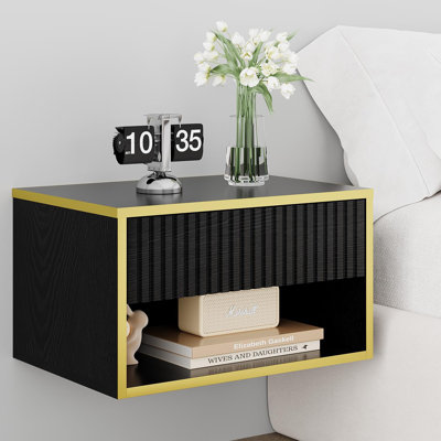 Table de chevet flottante avec tiroir cannelé, table de chevet murale moderne, pour chambre à coucher