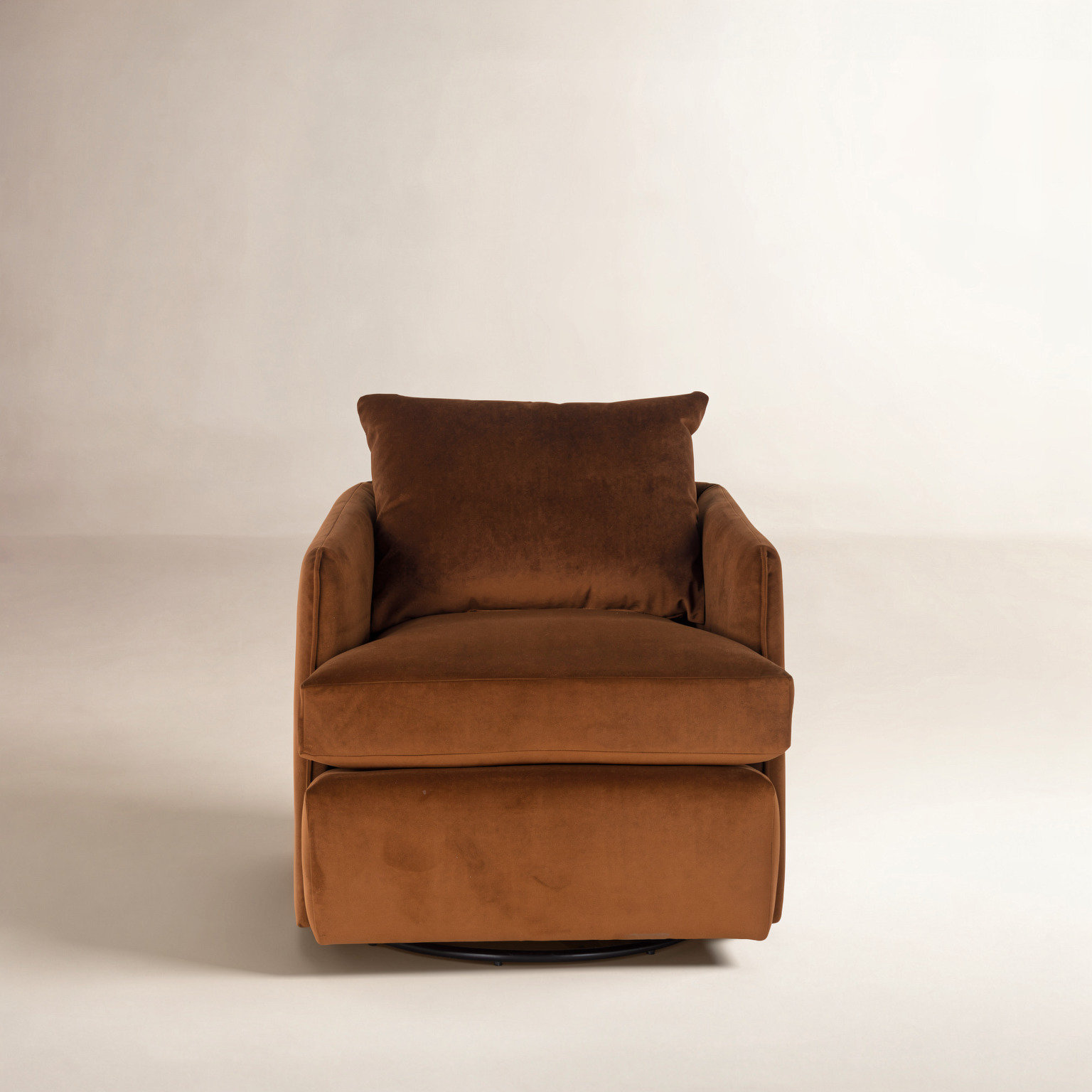 Upholstered Swivel Barrel Chair, Orange