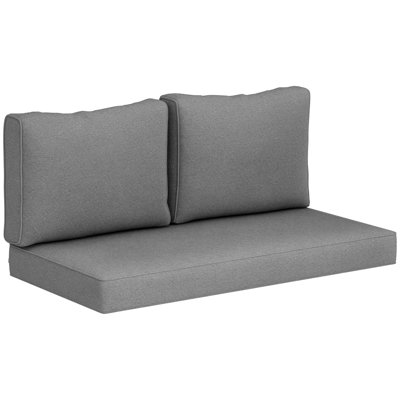 Coussins de siège d'extérieur 2 places avec coussins de patio gris