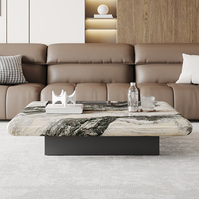Minimalist marble high-end coffee table, 12.59" H x 47.24" L x 47.24" W