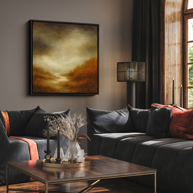 Art mural encadré abstrait rétro antique classique pour chambre à coucher, H 16 po x l 16 po, Noir
