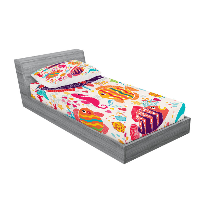 Multicolore drap-housse et coussin décoratif Ambesonne, TwinXL Sheet Set + 2 Pillowcases