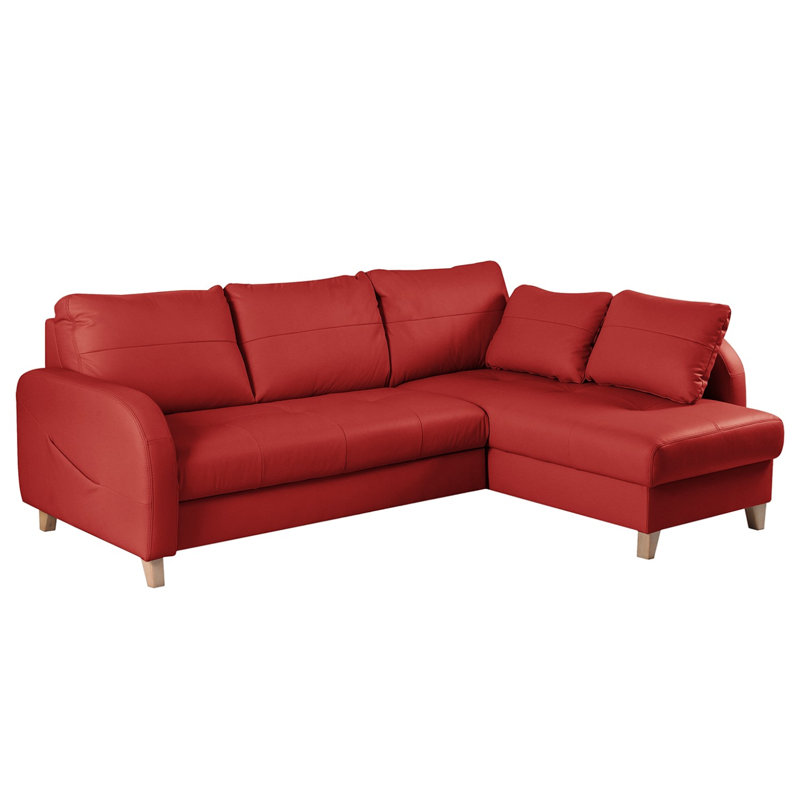 Roger Leather Corner Sofa, Right Hand Facing, Red