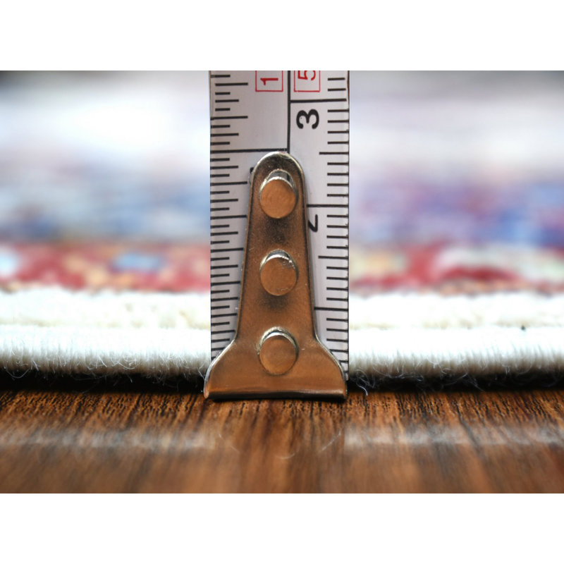 Tapis Kazak super noué à la main ivoire en laine pure 4 pi 1 po x 5 pi 8 po