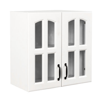 Wall Cabinet, Glass Door Display Wall Mounted Cabinet, Floating Cabinet With Inadjustable Shelves For Kitchen,Bathroom,Living Room
