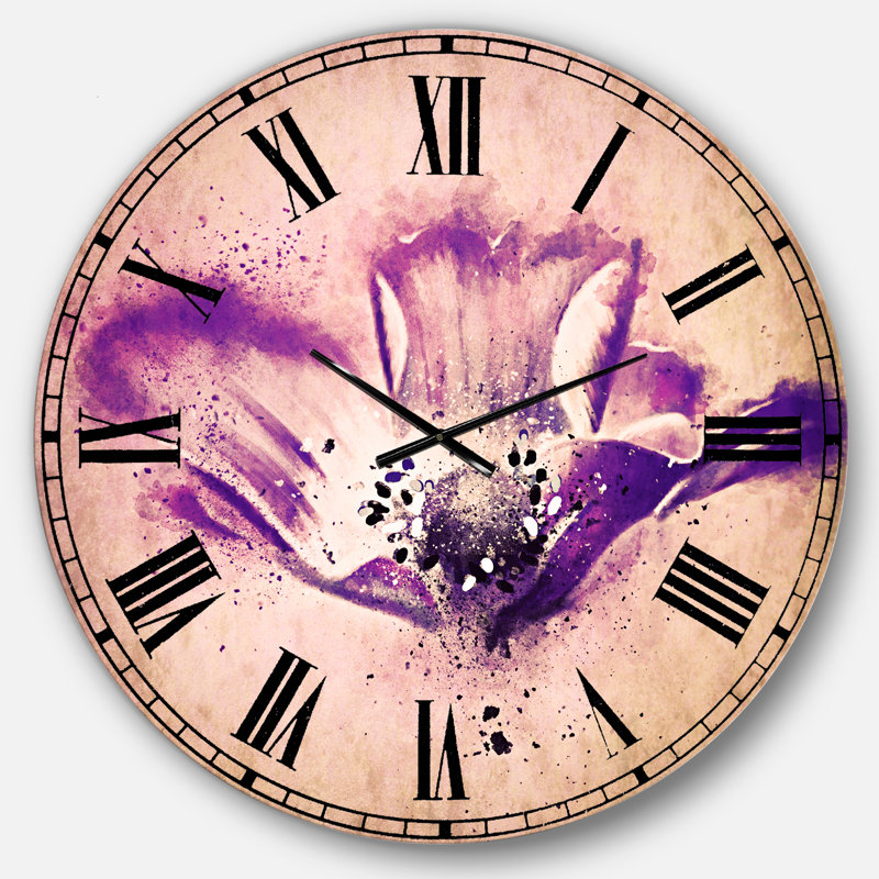 Aquarelle stylisée coquelicot - horloge murale traditionnelle, Surdimensionné