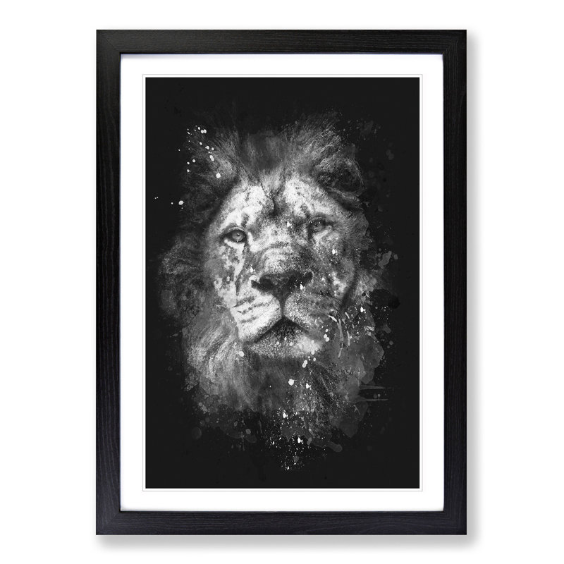 The Proud Lion - Framed Print, 63cm H x 45cm W x 2cm D, Black Framed
