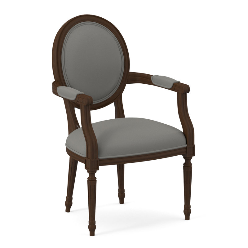 Chaise avec accoudoirs en tissu Dauphin, Noyer noir, Ivoire pétillant