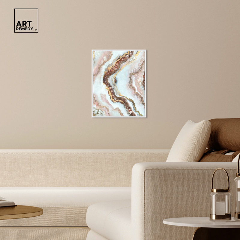 Geodes "Blush Geode" par Art Remedy sur, H 21 po x l 17 po, Cadre blanc