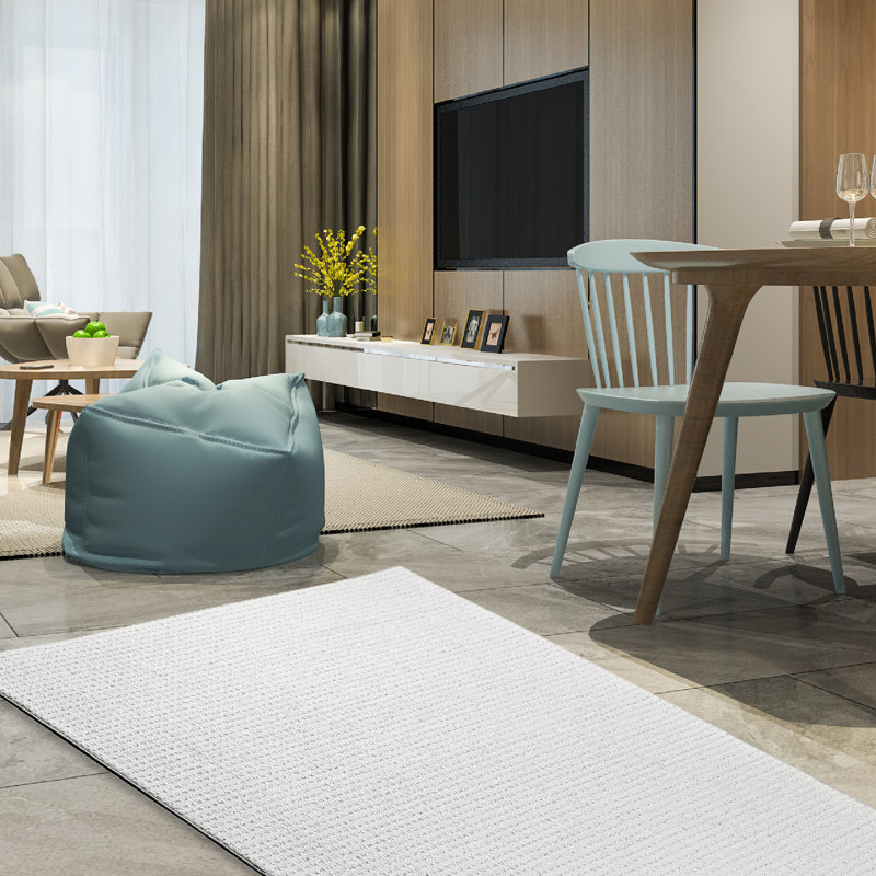 Ensemble de tapis géométriques touffetés géométriques ivoire, Octogone 2 pi