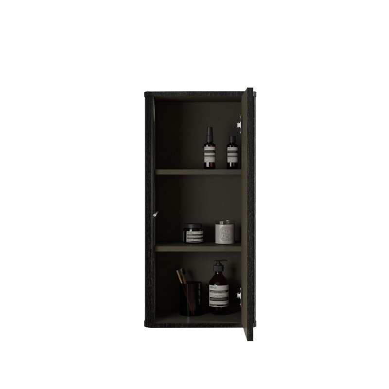 CC0414S308  Striped Brushed Black Oak Floatingbathroom Floating Side Cabinet, Wall-Mounted Storage Cabinet For Small Spaces, Pre-Assembled