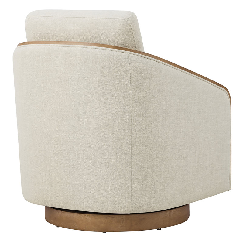Fauteuil demi-tonneau pivotant avec garniture en bois Nieve (ensemble de 2), Beige