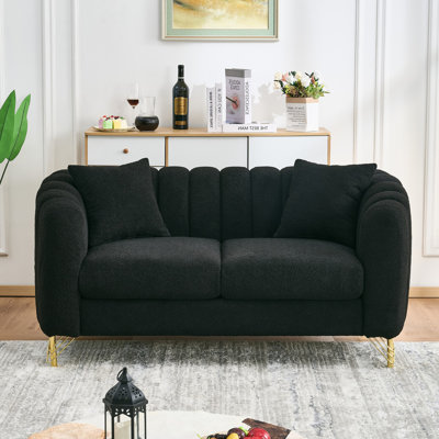 Canapé luxueux avec causeuse moderne et pieds en métal doré, idéal pour le salon, la chambre à coucher et un appartement