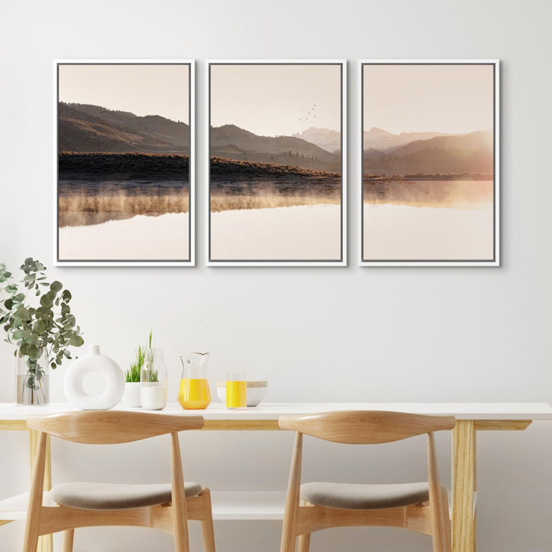 "Coucher de soleil, paysage, panoramique, nature, illustrations, art moderne, salon, chambre à coucher, bureau", Blanc