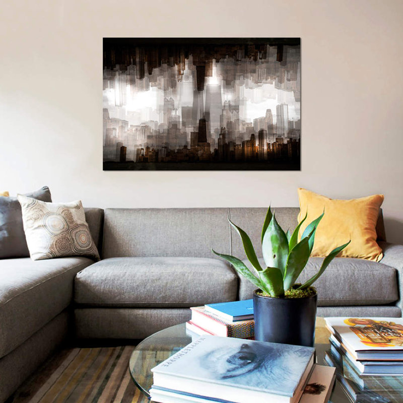 «Chicago Skyline» par Carmine Chiriaco, impression sur toile, H 8 po x l 12 po x P 0,75 po, Toile tendue, Pas de tapis