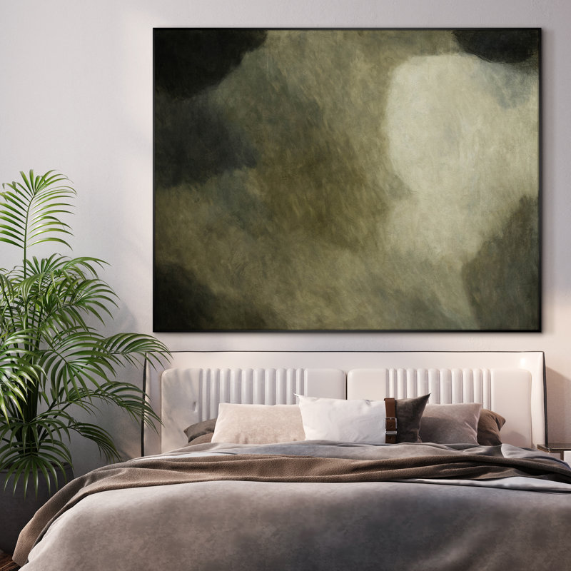Très grande reproduction d'art sur tissu mural - ciel nuageux doux avec lumière et ombre décorative pour le salon ou la chambre à coucher - «Assemblage requis du cadre (cadre non fini)»
