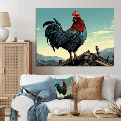 Coq à la ferme, lever de soleil