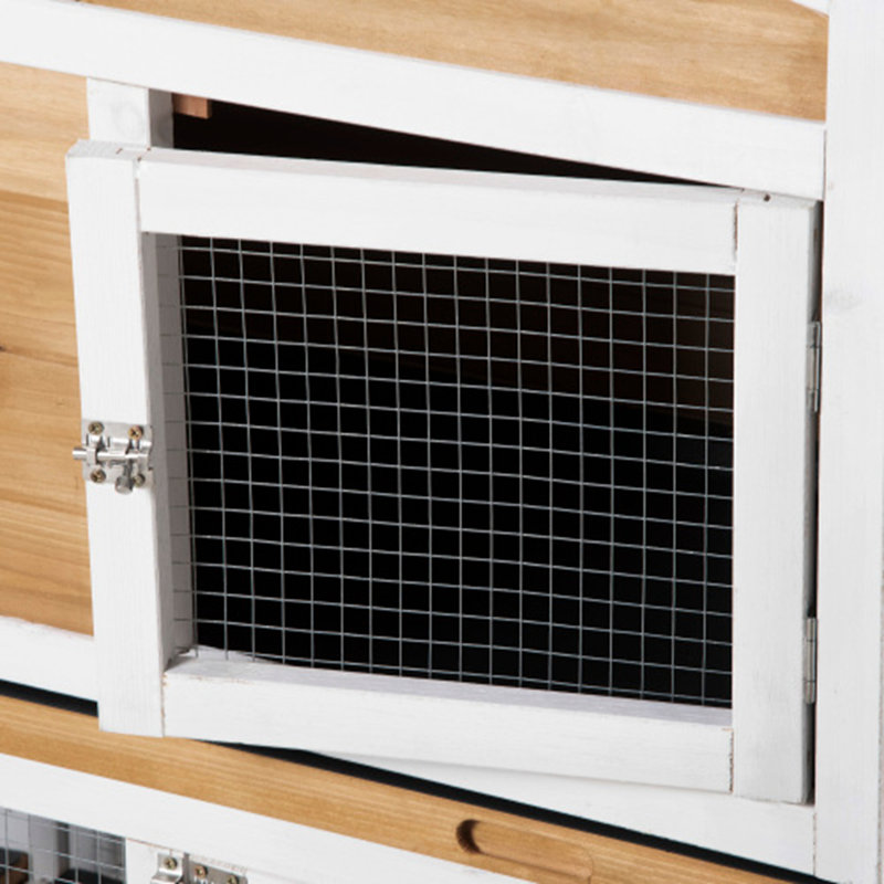Enclos en bois avec cage à lapins, Blanc