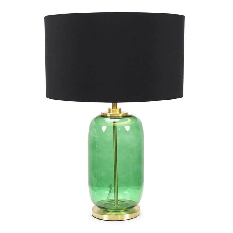 Anea Glass Table Lamp, Green, Black
