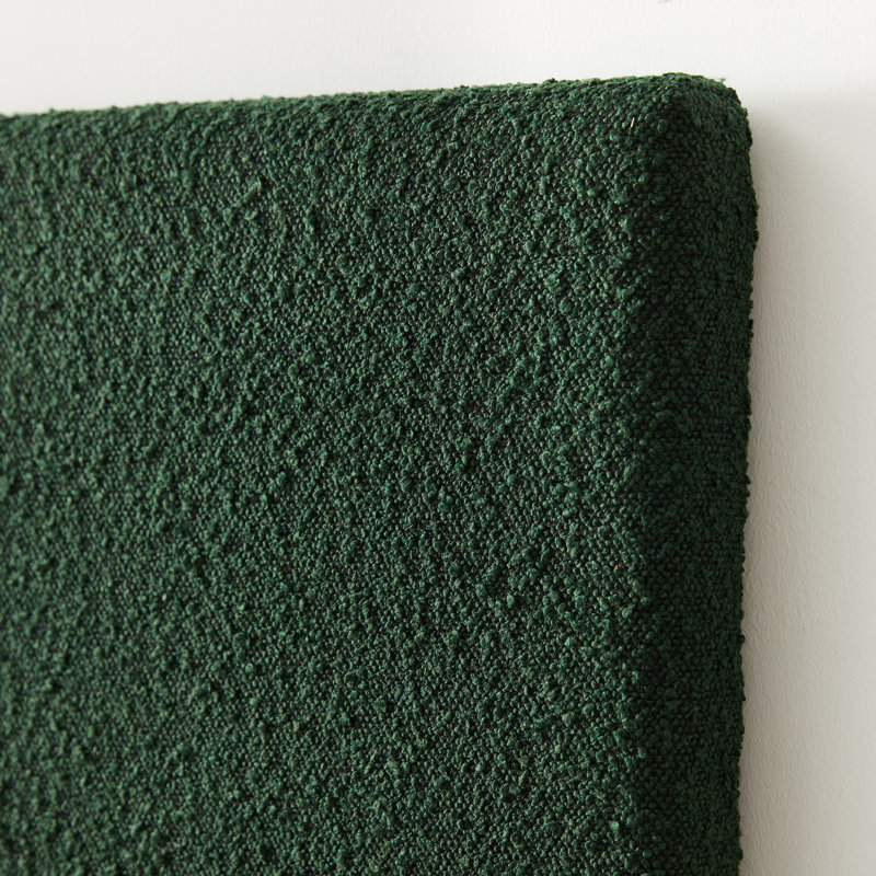 Dark Green Boucle Upholstered Twin Headboard with Wooden Legs