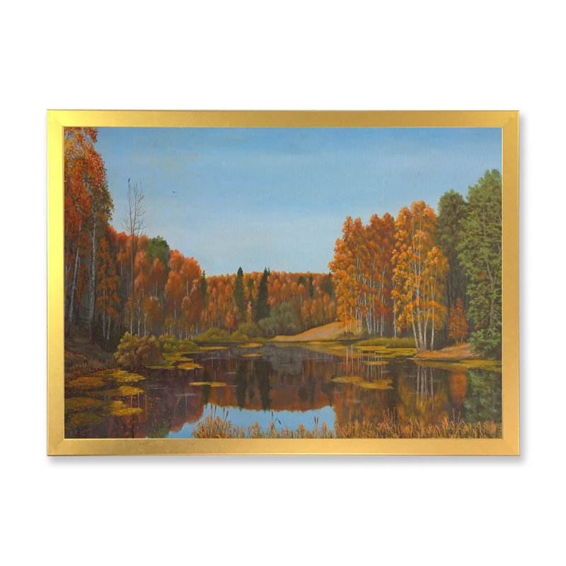 «Landscape River», reproduction d'art sur toile, H 8 po x l 12 po x P 1 po, Cadre photo doré