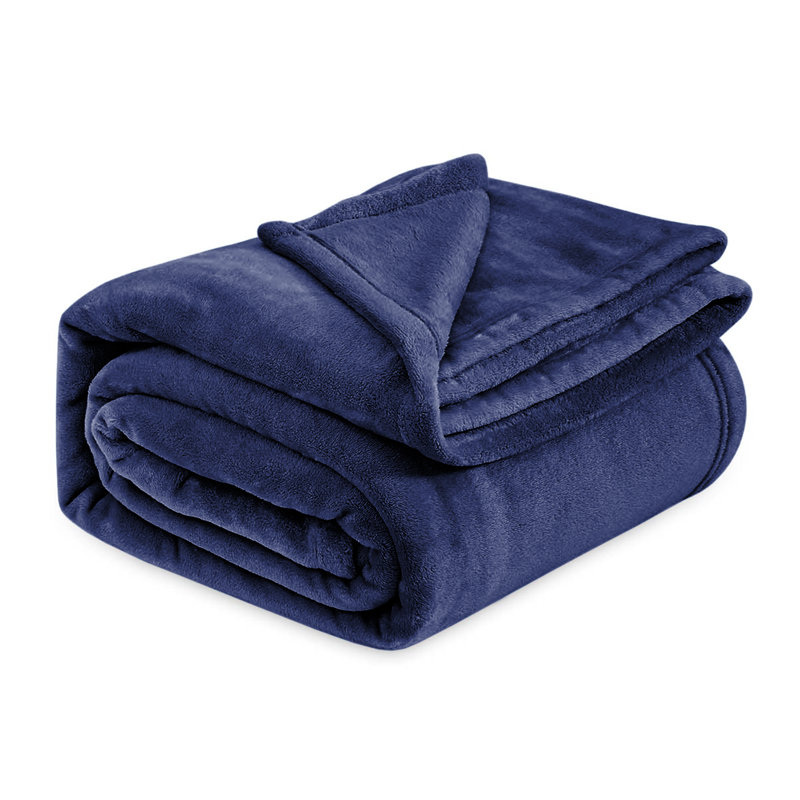 Luxury Mink Fleece Blanket - Ultra Soft, Warm & Lightweight Throw, 150cm W x 200cm L, Navy