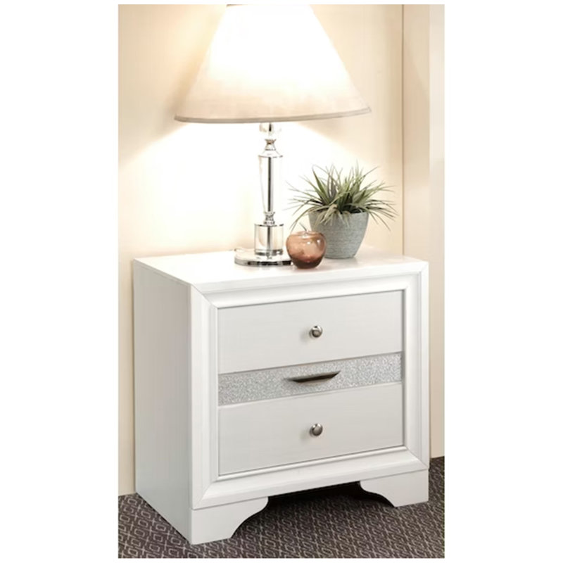2 tiroirs et 1 table de chevet à bijoux, Blanc