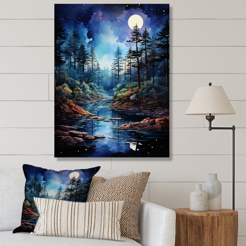 Paysage, pin bleu, impression sur toile - minuit sérénité I, H 20 po x l 12 po x P 1 po