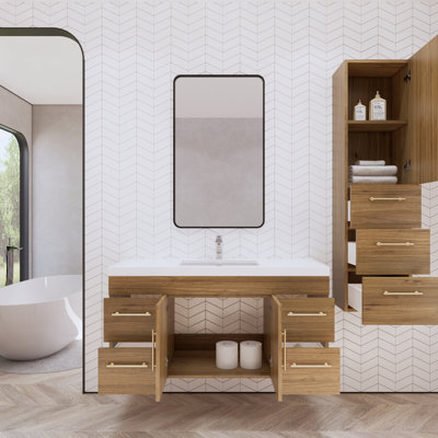 Bastos 47" Wall-Mounted Single Bathroom Vanity Set