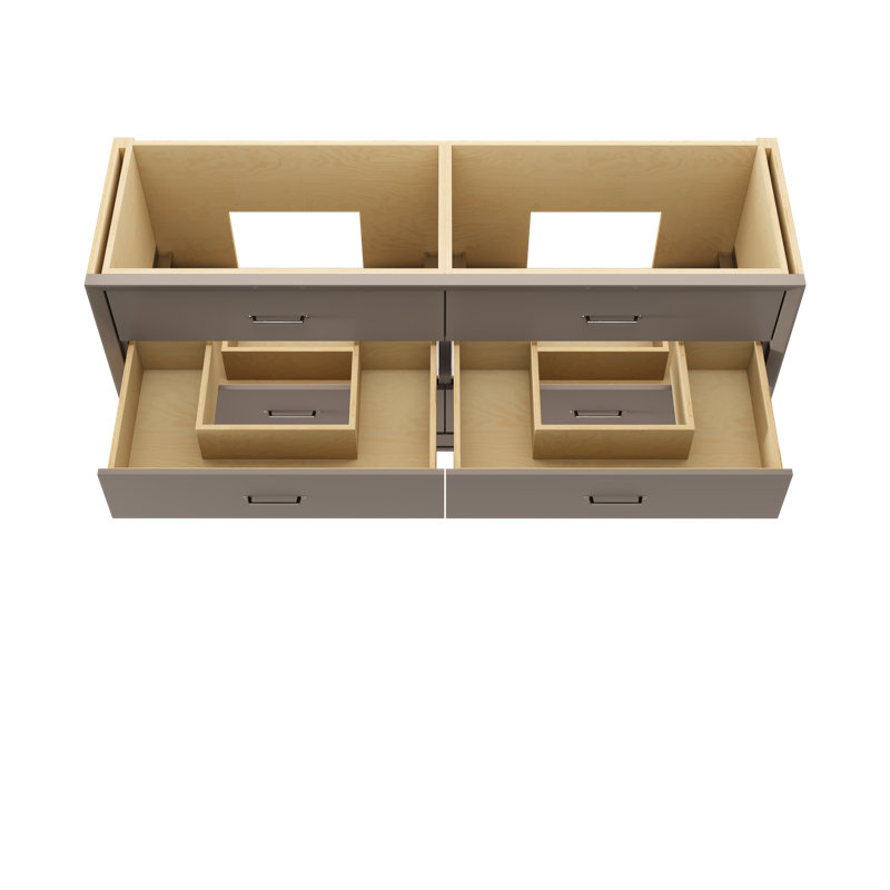 Alexandra Double Drawer Bath Vanity, Taos Taupe, Satin Nickel, 72"