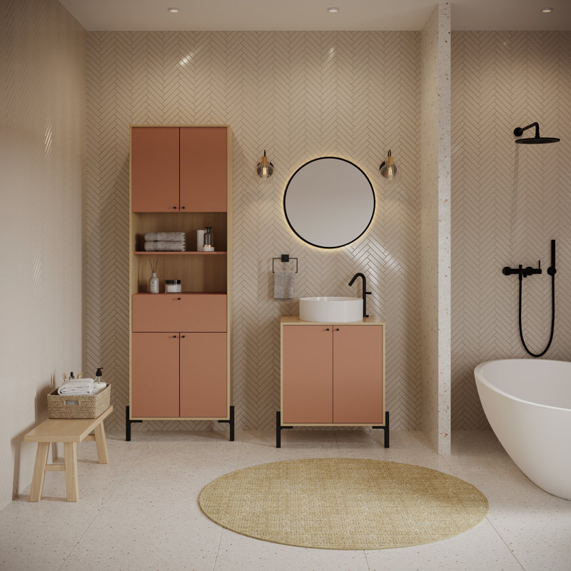 Azelle Bathroom Cabinet, Apricot