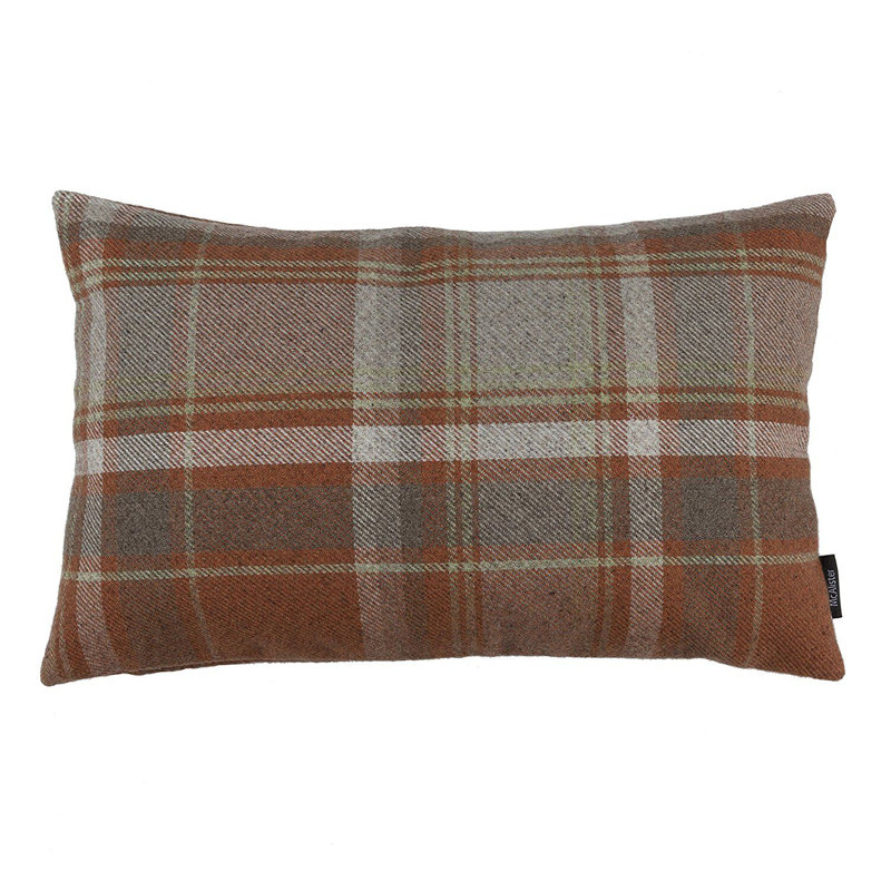 Griggs Plaid Rectangular Cushion, 30 x 50cm, Burnt Orange/Grey