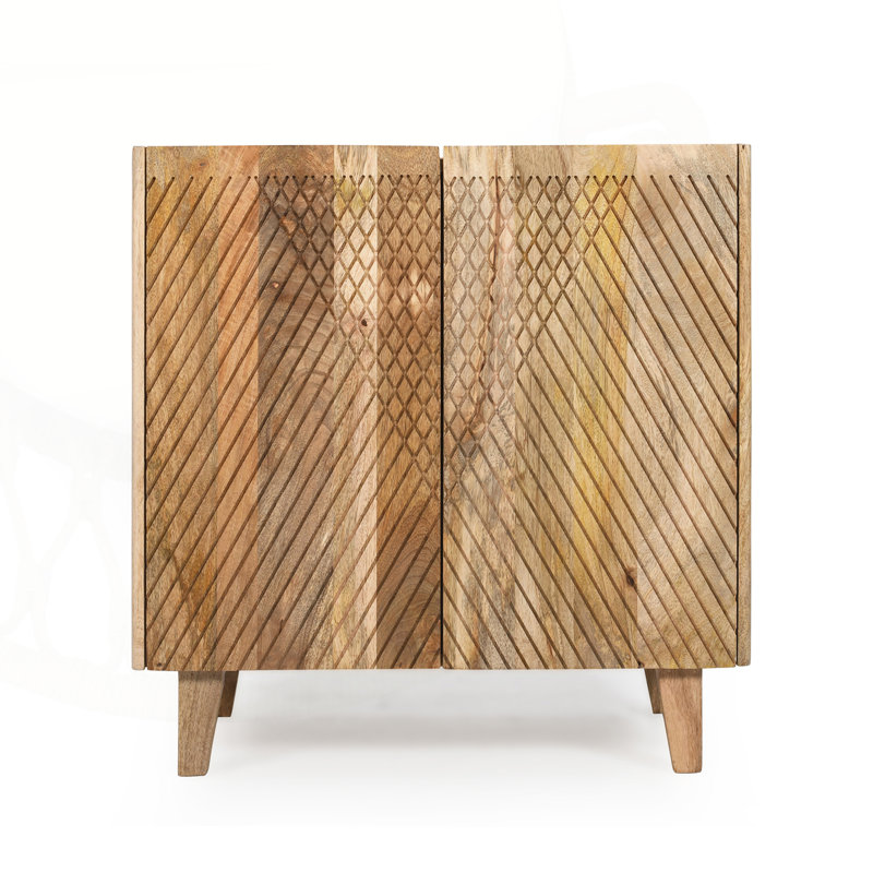 Table basse ronde en bois avec rangement dissimulé - 30,3 po, Naturel