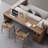 Walnut Rectangular Solid Wood Executive desk with drawers desk-221176339