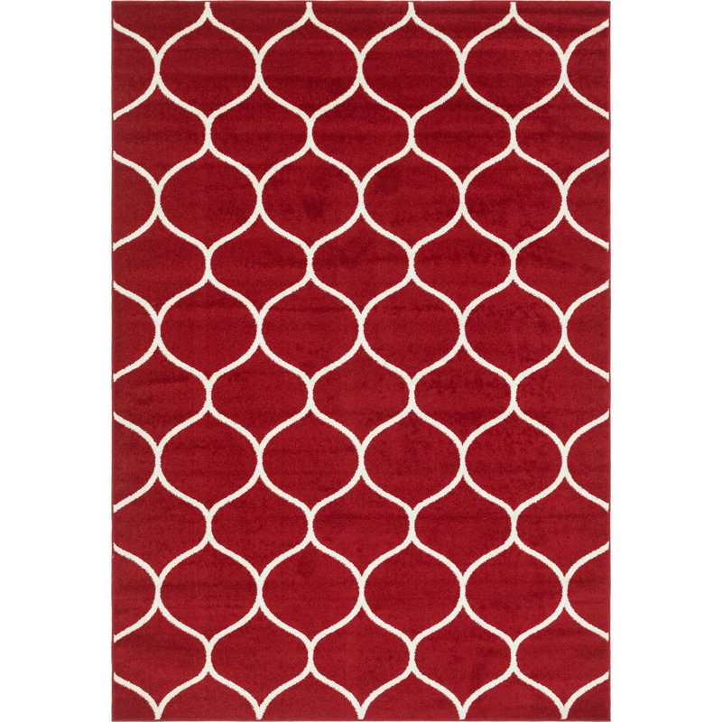 Tapis géométrique Llanet, Rectangle 7 pi 1 po x 10 pi, Red