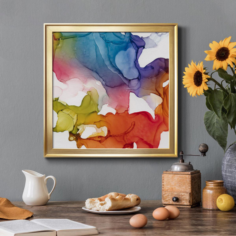 Spectrum Colors II - Peinture sur toile encadrée, Cadre doré, H 17,5 po x l 17,5 po x P 1,5 po