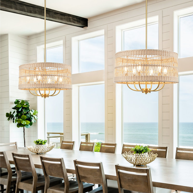 Alusine 6 - Light Dimmable Candle Style Classic / Traditional Rattan Chandelier