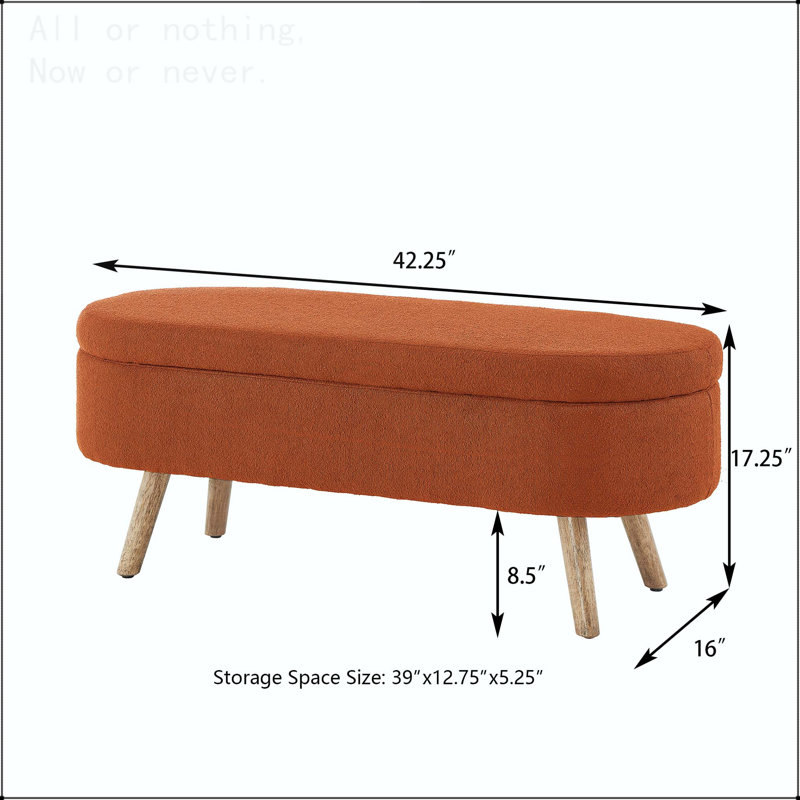 Banc de rangement avec repose-pieds Luxury, Orange