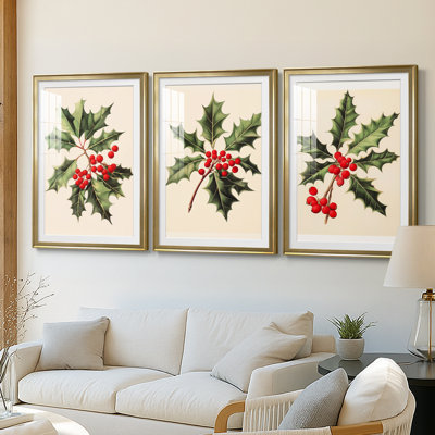 Art des Fêtes de Noël - série 2 - CCXLIV - reproduction encadrée de qualité supérieure sur mesure mat - 3 pièces