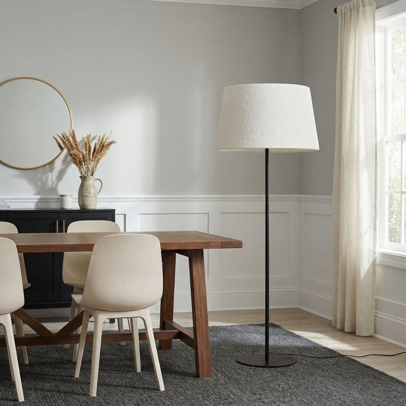 Kenilworth 1 Light Floor Lamp - Matte Black - White Shade