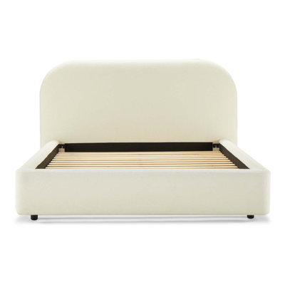 Lit double Arden, tissu beige