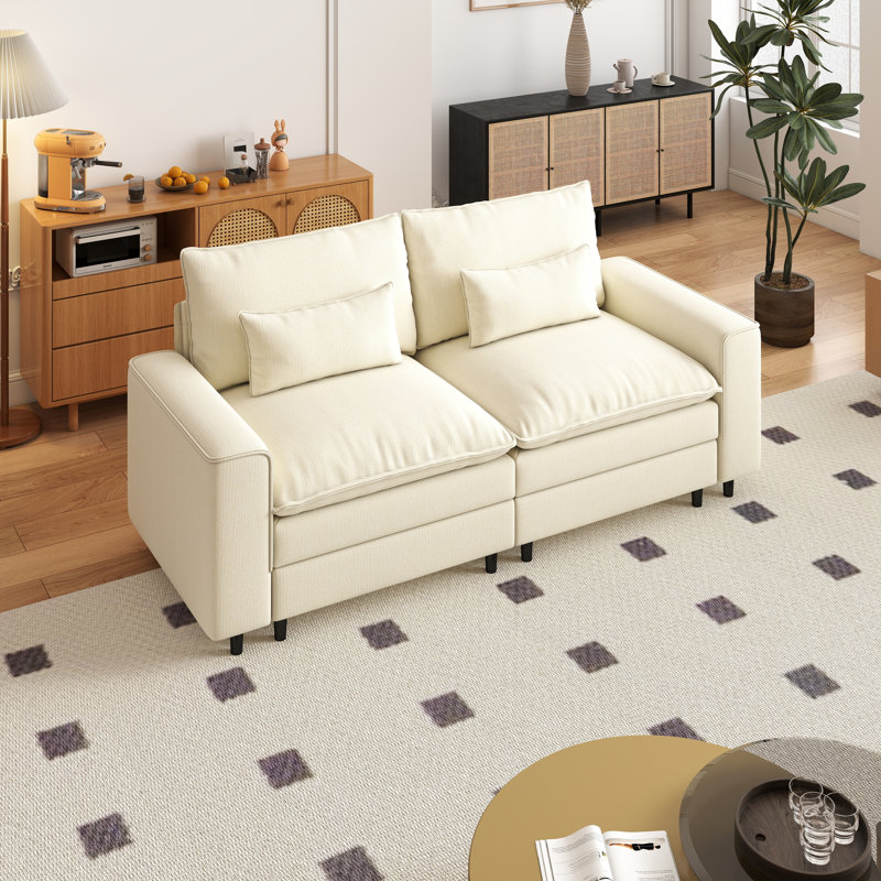 Canapé-causeuse moderne en chenille 85,43 po de largeur, Beige