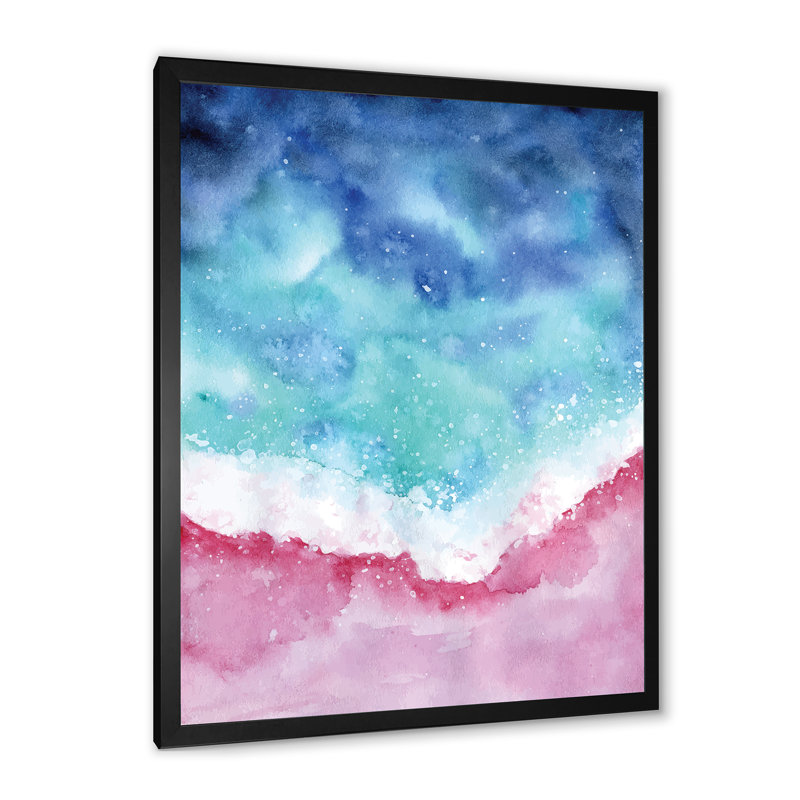Abstrait bleu océan et vagues bleues - Peinture, Cadre photo noir, H 20 po x l 12 po x P 1 po