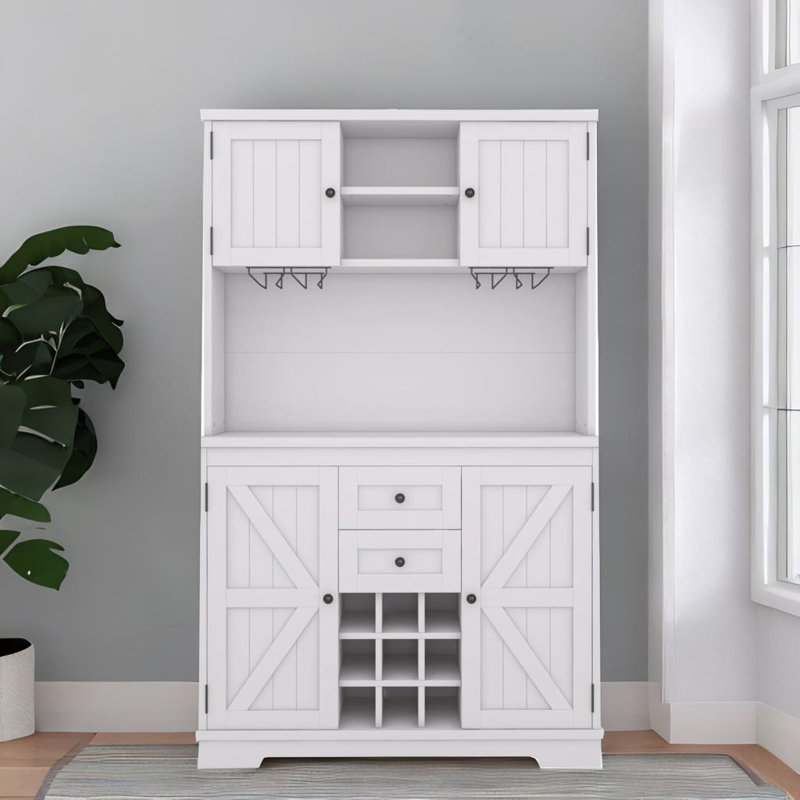 Armoire de cuisine avec rangement Coffee Bar, Noir, Blanc