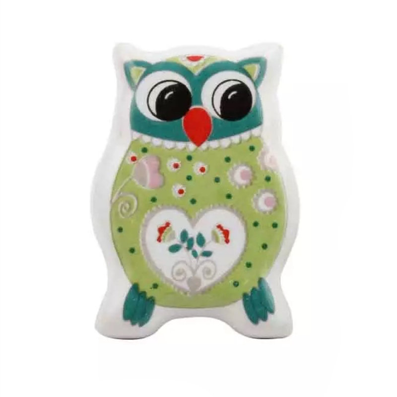 Set of 6 Flat Owl Ceramic Knobs