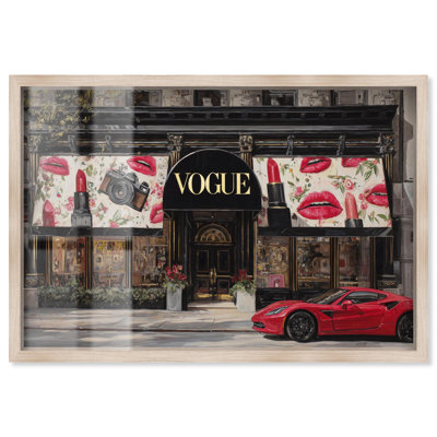 Makeup Storefront Shadowbox Print Glam Wall Art by Art Remedy, Blonde Frame, 46 x 31