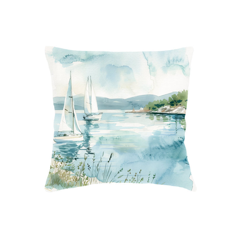 Oreiller en lin bleu 20 x 20, Polyester