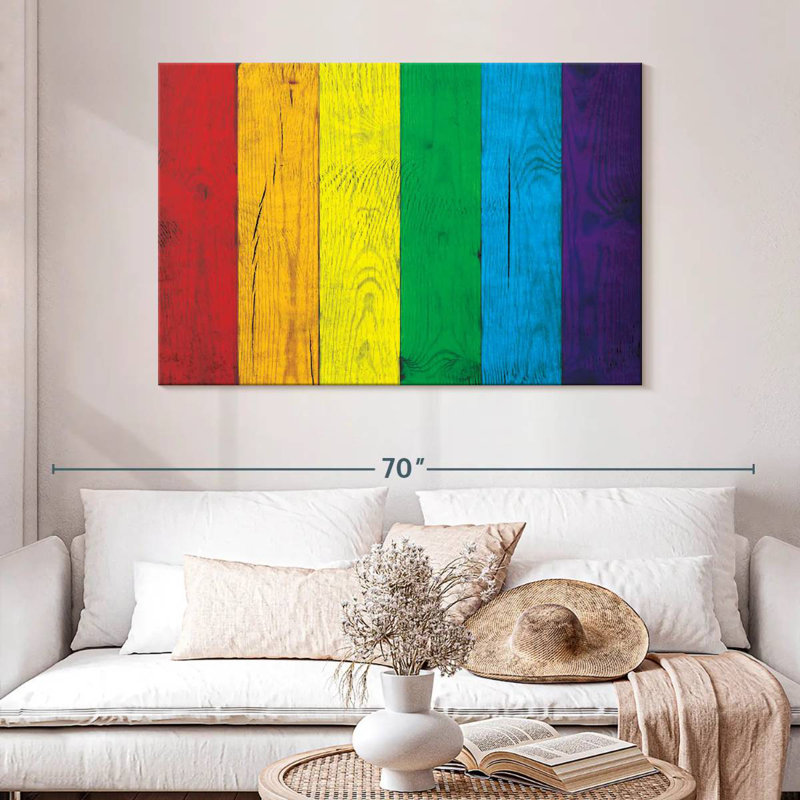 Fierté des couleurs sur bois, H 32 po x l 48 po