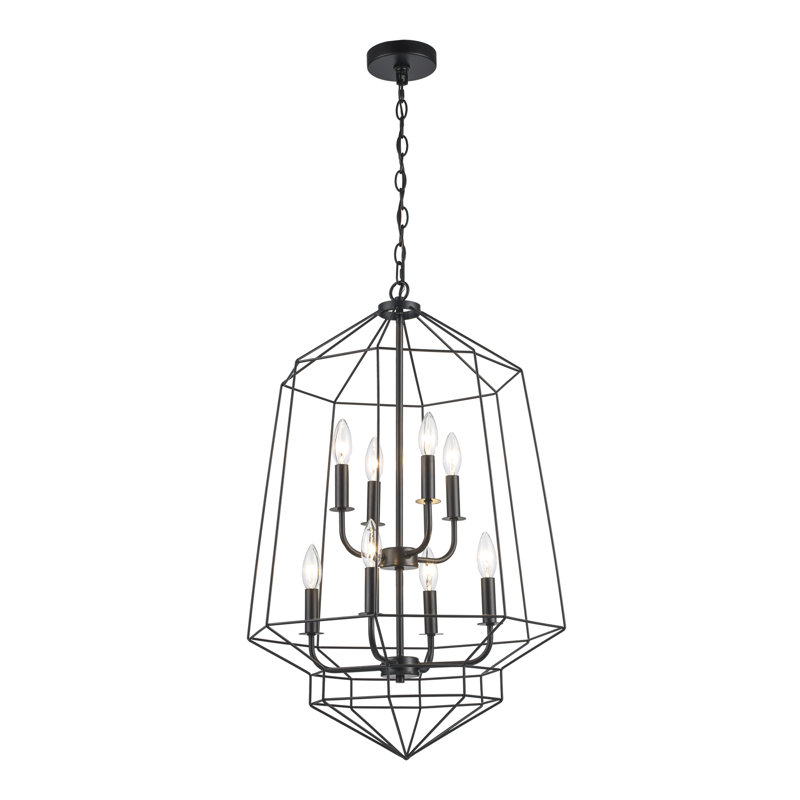 Guillaine 8 - Light Dimmable Geometric Chandelier, Black