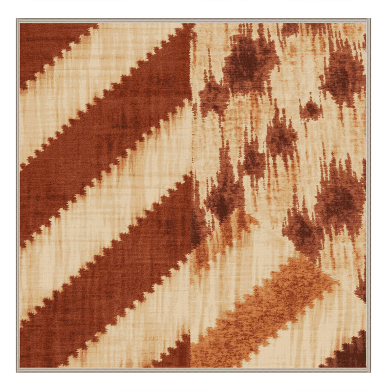 Machine Washable Carlstadt Global Inspired Ikat Rug in Brown – Beige Binding, 6' Square